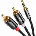 Кабель UGREEN AV116 3.5 mm to 2RCA Audio Cable, 2 m Black 10584 1 – techzone.com.ua