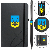 Набор Parker JOTTER Originals UKRAINE Black CT BP Трезубец сине-желтый (шариковая ручка + блокнот Parker)