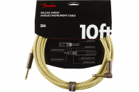 FENDER CABLE DELUXE SERIES 10' ANGLED TWEED Кабель инструментальный