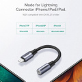 ЦАП UGREEN US211 3.5 mm Female to Lightning Male Cable Braided with Aluminum Shell, 10 cm Black 30756 3 – techzone.com.ua