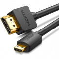 Кабель UGREEN HD127 microHDMI to HDMI, 3 m, v2.0 UltraHD 4K-3D Black 30104 1 – techzone.com.ua