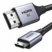 Кабель UGREEN HD163 miniHDMI to HDMI, 2 m, v2.1 UltraHD 8K-3D Braided Nylon Black 15515
