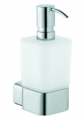 Дозатор жидкого мыла с настенным держателем, опаловое стекло (белый, матовый), металл (хром) Kludi E2 4997605