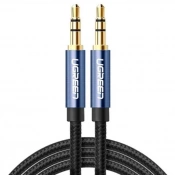 Кабель Ugreen AV112 3.5mm Male to 3.5mm Male Cable Gold Plated Metal Case with Braid 1m Blue (10685)