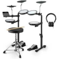 Donner Music DED-70 5 Drums 3 Cymbals with Drum Throne/ Sticks/ Headphone/ Audio Cable EC6700 1 – techzone.com.ua