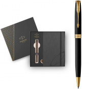 Набір Parker SONNET Matte Black Lacquer GT BP (кулькова ручка + блокнот Parker) 1 – techzone.com.ua