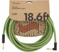 Инструментальный кабель Fender 18.6' Angled Festival Instrument Cable Pure Hemp Green