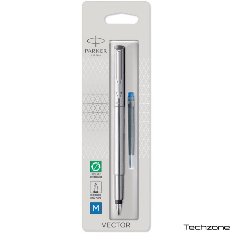 Ручка перьевая Parker VECTOR Stainless Steel FP M блистер 05 016 1 – techzone.com.ua
