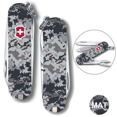Складаний ніж Victorinox CLASSIC SD ARMY Піксель синій з черв. Лого 0.6223.3.W3943pw – techzone.com.ua