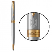 Ручка кулькова Parker SONNET UKRAINE Stainless Steel GT BP Тризуб біл. 84132_T001w 1 – techzone.com.ua