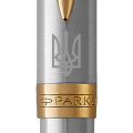 Ручка шариковая Parker SONNET UKRAINE Stainless Steel GT BP Трезубец бел. 84132_T001w 2 – techzone.com.ua
