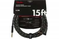 FENDER CABLE DELUXE SERIES 15' ANGLED BLACK TWEED Кабель инструментальный