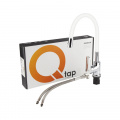 Змішувач для кухні Qtap Linea з гнучким виливом QTLINCRW007F Chrome/White 6 – techzone.com.ua