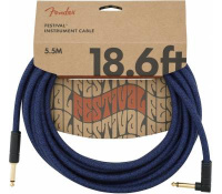 Инструментальный кабель Fender 18.6' Angled Festival Instrument Cable Pure Hemp Blue Dream