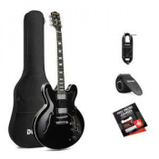 Donner Music DJP-1000 Semi-Hollow Electric Guitar Black EC1382