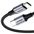 Кабель Ugreen US161 USB Type-C Male to USB Type-C 100W Male Cable Nickel Plating Aluminum Shell 3A 1.5m Gray (50751) – techzone.com.ua