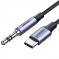 Кабель UGREEN AV143 3.5 mm Male to USB Type-C Audio Cable Braided with Aluminum Shell, 1 m Gray 30633 1 – techzone.com.ua