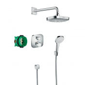 HANSGROHE SHOWERSET Croma Select E/Ecostat E душевой набор: верхний, ручной душ, ibox, термостат 27294000