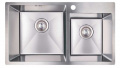 Мийка для кухні з двома чашами інтегрована Lidz Handmade H7843 (LDH7843BRU35387) Brushed Steel 3,0/1,0 мм 1 – techzone.com.ua