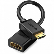 Переходник UGREEN Mini HDMI Male to HDMI Female Adapter Cable, 22 cm Black 20137 2 – techzone.com.ua