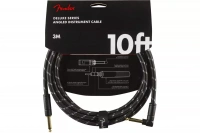 FENDER CABLE DELUXE SERIES 10' ANGLED BLACK TWEED Кабель инструментальный 1 – techzone.com.ua