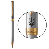 Ручка шариковая Parker SONNET UKRAINE Stainless Steel GT BP Трезубец 84132_T001b