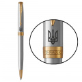 Ручка шариковая Parker SONNET UKRAINE Stainless Steel GT BP Трезубец 84132_T001b 1 – techzone.com.ua