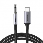 Кабель UGREEN CM450 3.5 mm Male to USB Type-C Audio Cable Braided with Chip, 1 m Black 20192