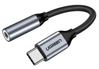 Кабель UGREEN AV142 USB Type-C Male to 3.5mm Female Cable, 10 cm Gray 30632