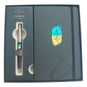 Набор Parker JOTTER UKRAINE Black CT BP Трезубец фигурный на фоне флага (шариковая ручка + блокнот)